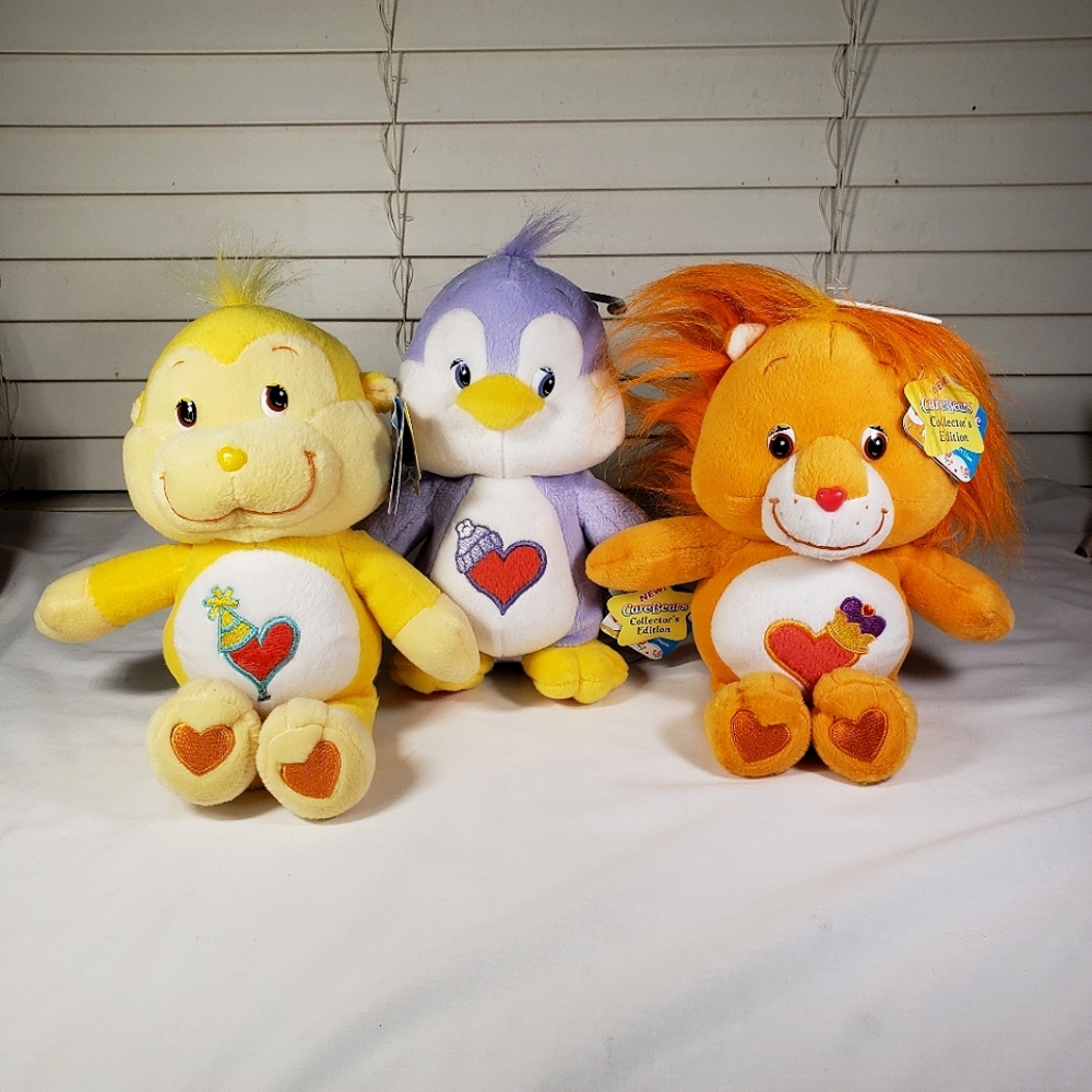 Vintage Care Bear Cousins plush lot with tags Brave, Cozy and playful heart